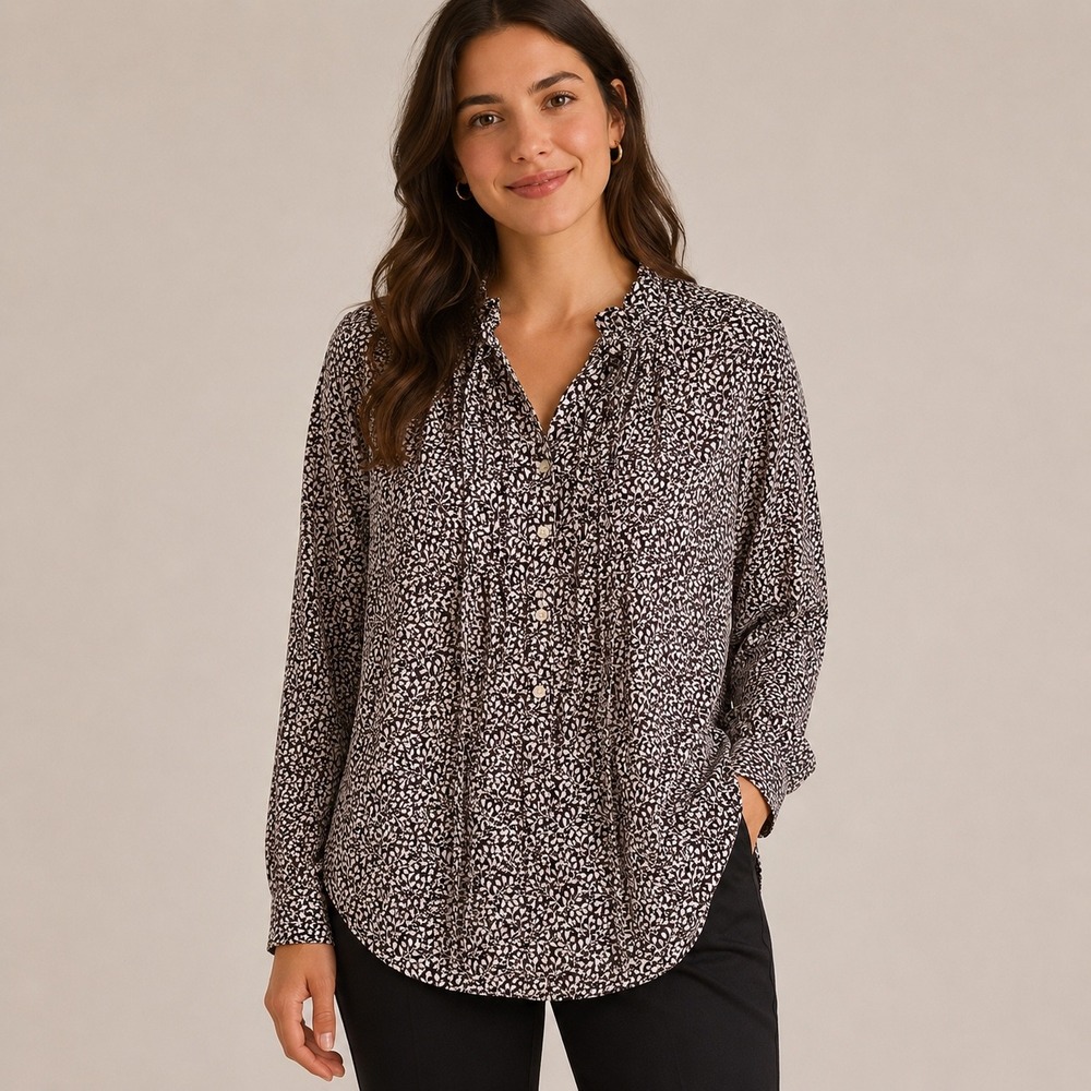 LOFT‎ Button Front Lightweight Mulberry Tunic (SM) Oversized Career Chic Office